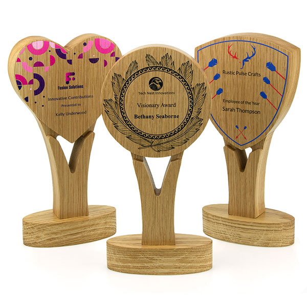  Solid Oak Trophy Award - E..